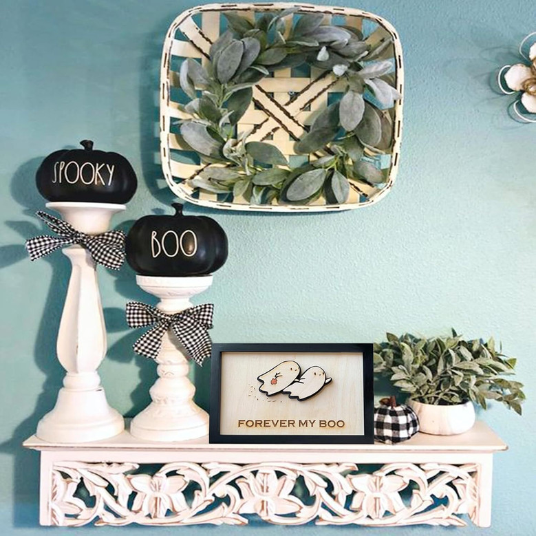 Personalized Forever My Boo Wood Sign - Sweet Spooky Valentine's Day Gift For Couples