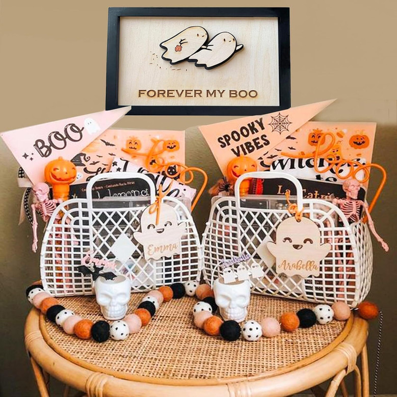 Personalized Forever My Boo Wood Sign - Sweet Spooky Valentine's Day Gift For Couples