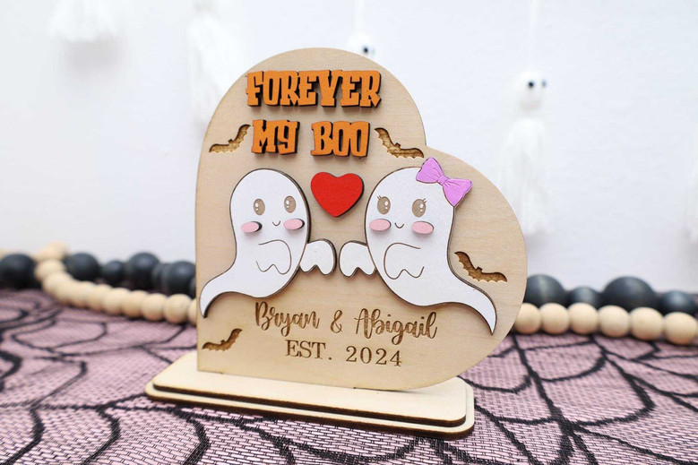 Forever My Boo Couples Wooden Sign For Spooky Halloween And Anniversary Decor