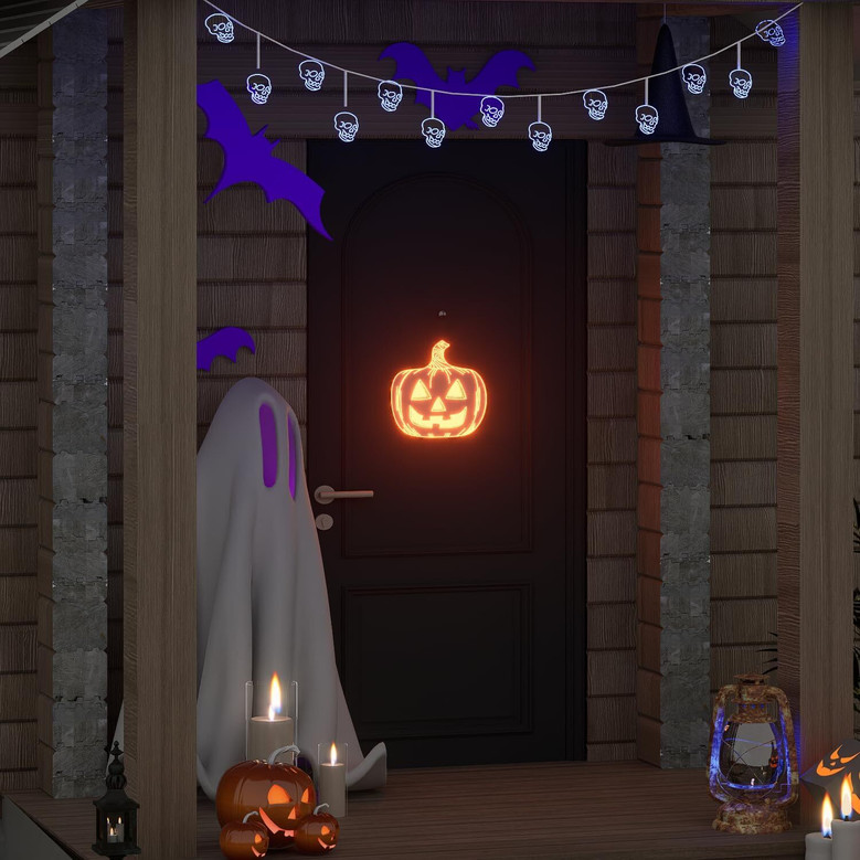 Warm Orange LED Halloween Pumpkin Neon Sign For Party Decor