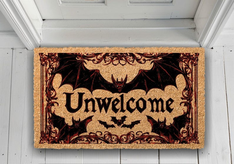 Gothic Bat Doormat – Spooky Dark Welcome Mat for Halloween Decor