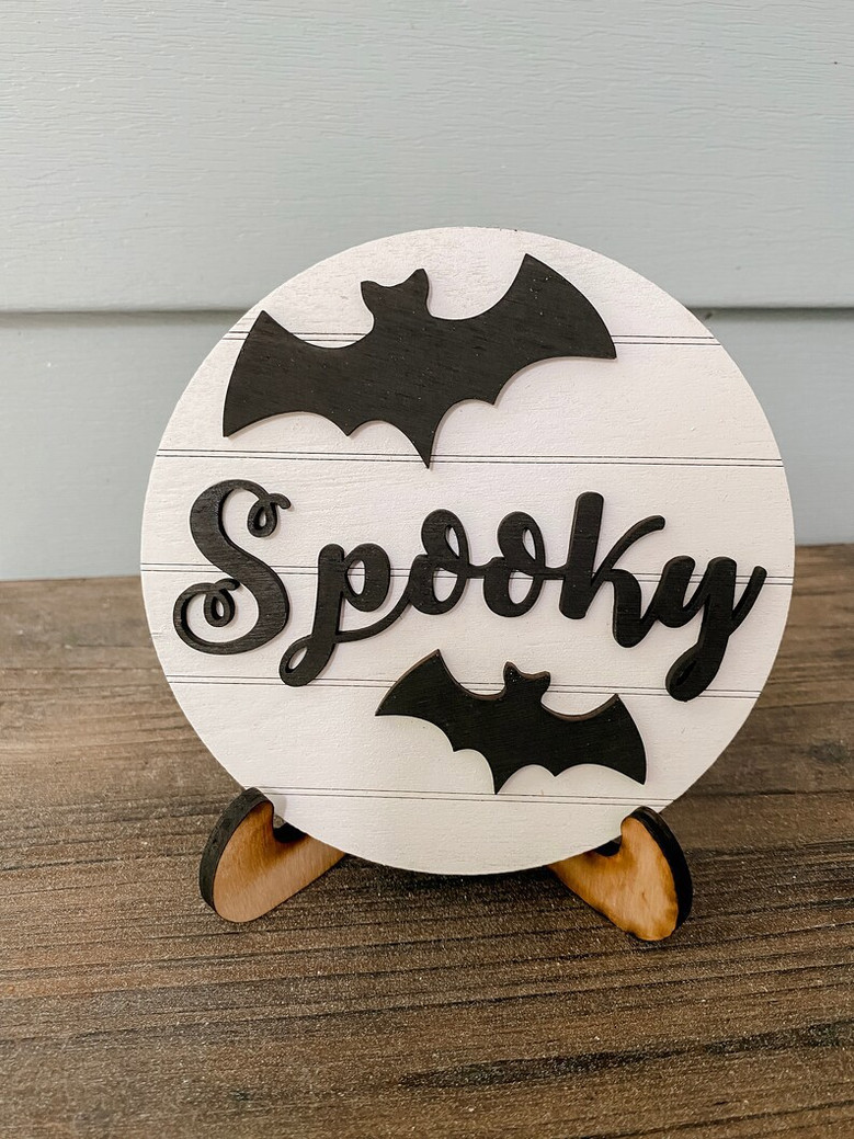 Halloween Mini Round Wood Signs – Rustic Farmhouse Decor for Spooky Season