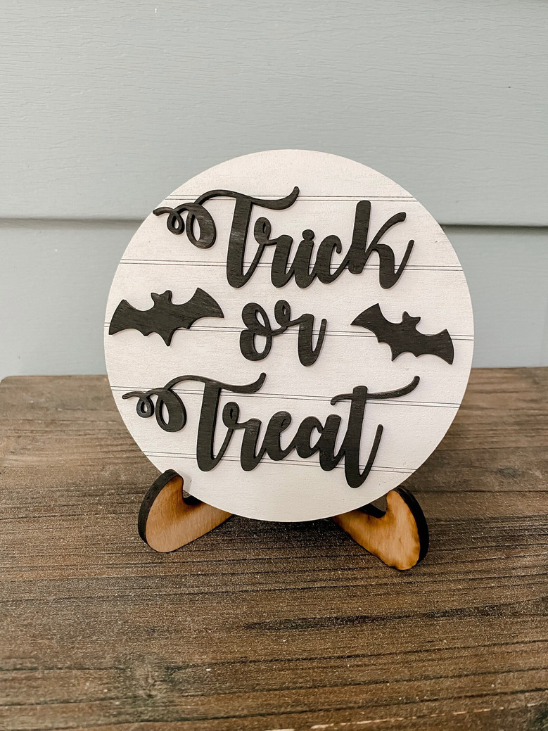 Halloween Mini Round Wood Signs – Rustic Farmhouse Decor for Spooky Season
