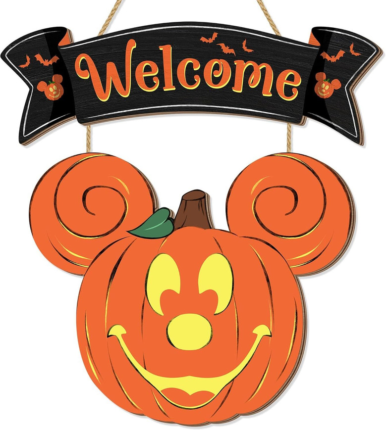 Halloween Welcome Wooden Mouse Sign - Fun Pumpkin Design For Front Door And Home Decor