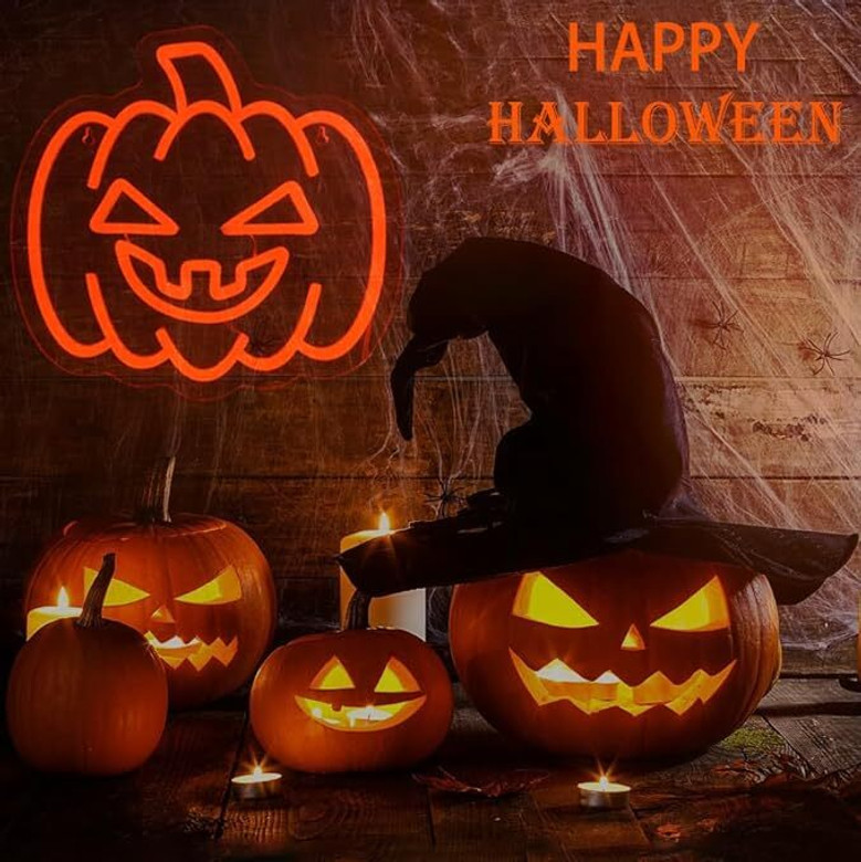 Halloween Pumpkin Neon Sign With Dimmable Switch For Autumn Thanksgiving And Halloween Wall Decor