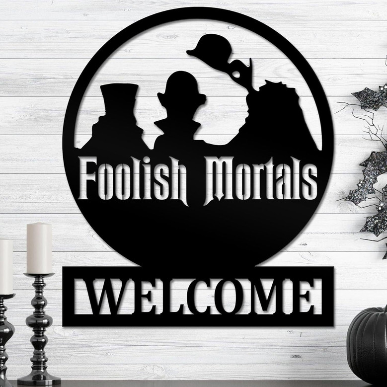 Halloween Welcome Metal Sign - Haunted Mansion Ghosts Yard Art For Outdoor Wall DéCor And Garden