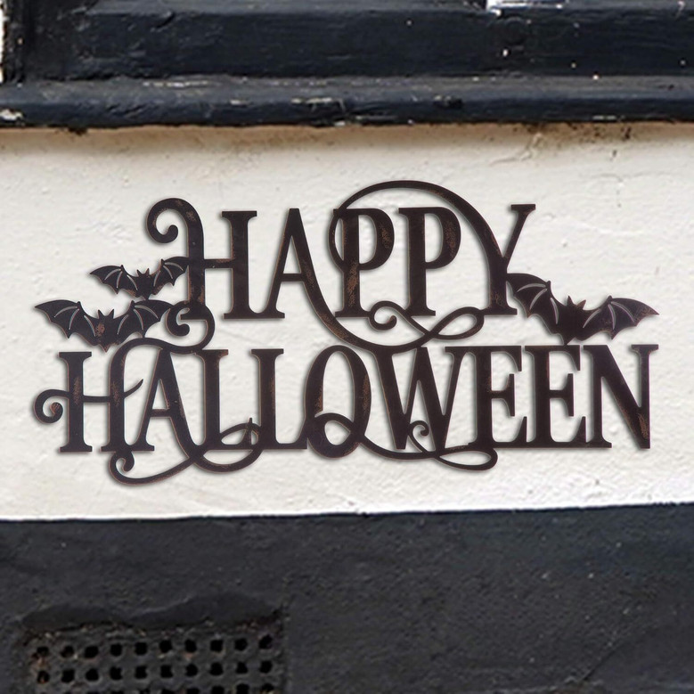 Halloween Welcome Metal Sign For Outdoor Haunted House Decoration