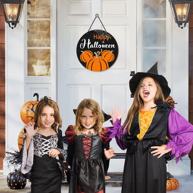 Personalized Halloween Welcome Mouse Pumpkin Door Sign For Home Decor And Party Supplies