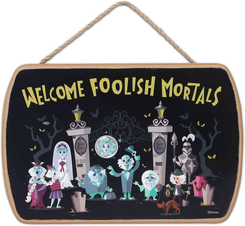Disney Haunted Mansion Welcome Foolish Mortals Wood Wall Decor - Fun Halloween Sign For Home Patio & Garden