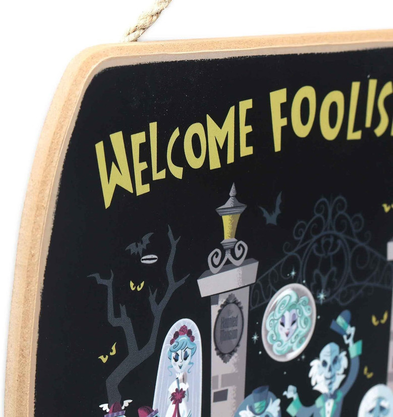Disney Haunted Mansion Welcome Foolish Mortals Wood Wall Decor - Fun Halloween Sign For Home Patio & Garden
