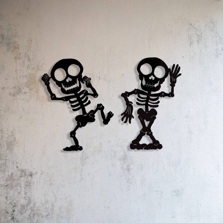 Gothic Metal Skeleton Halloween Sign - Outdoor Decor For Garden & Front Door