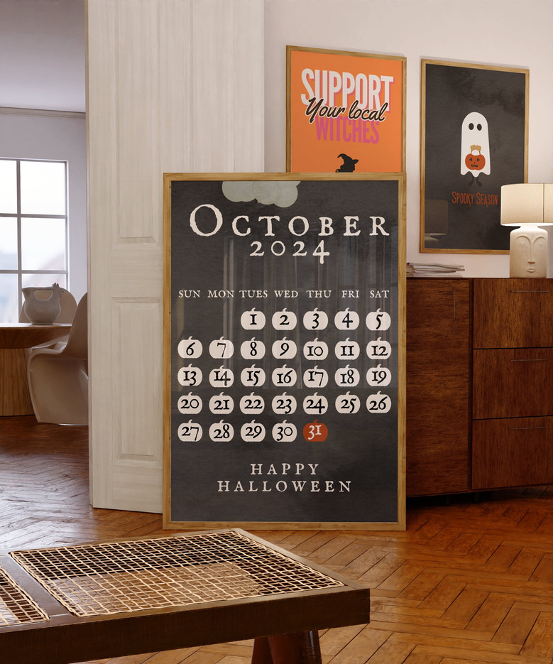 Halloween Advent Calendar Canvas - October 31 Countdown Wall Art For Spooky Season DéCor