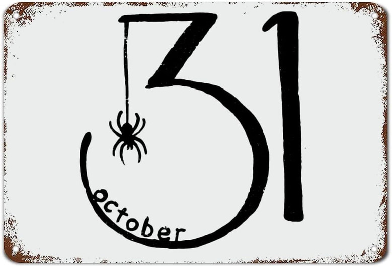 October 31 Halloween Metal Sign With Funny Sayings - Rustic Wall DéCor For Living Room Or Kitchen
