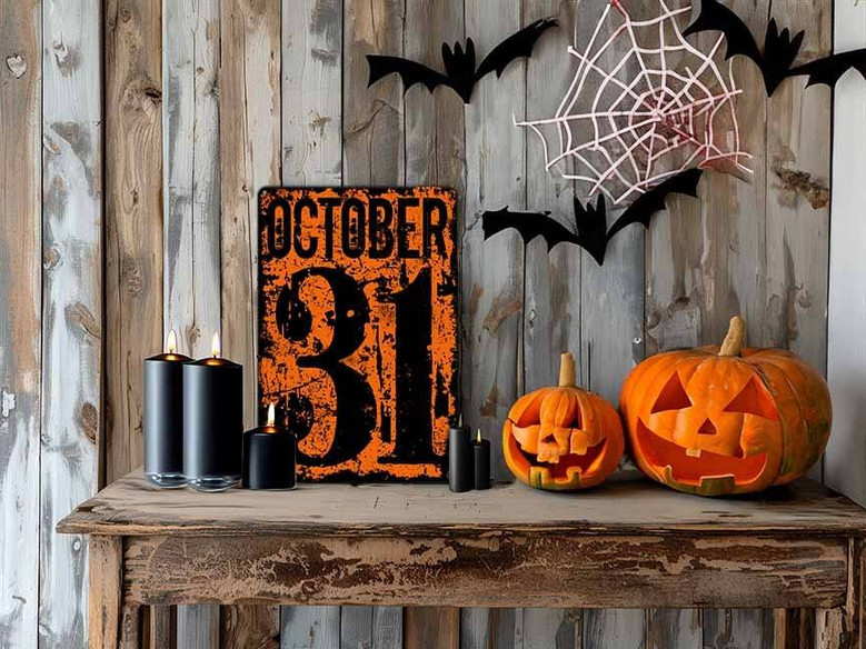 Distressed October 31 Halloween Metal Sign For Porch & Indoor DéCor – Modern Farmhouse Industrial Style