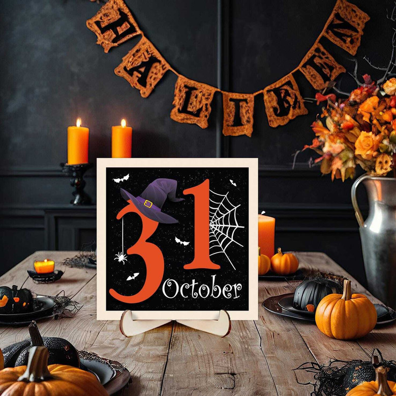 October 31 Halloween Wooden Sign - Autumn DéCor For Family & Friends