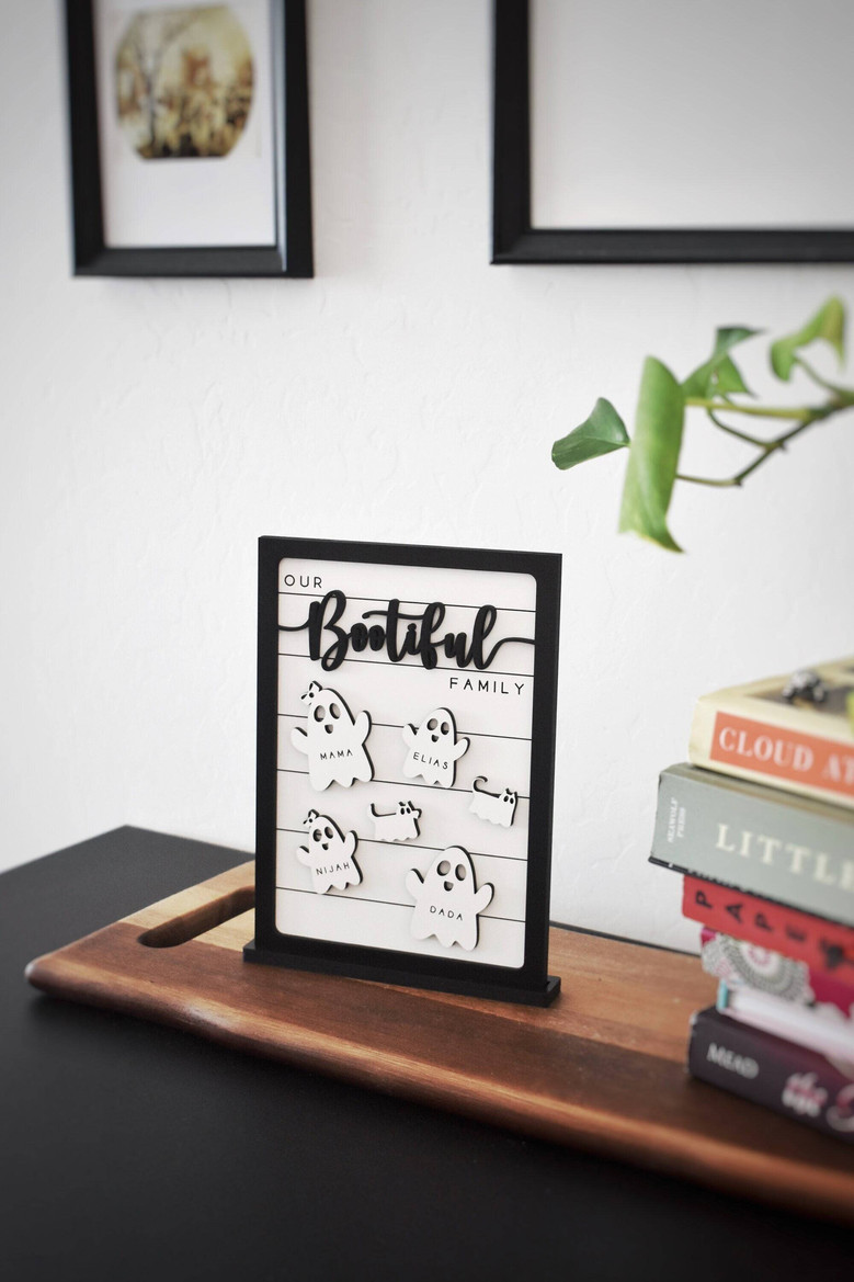 Custom Halloween Wood Sign For a Bootiful Family - Personalized Halloween Decor For Shelves