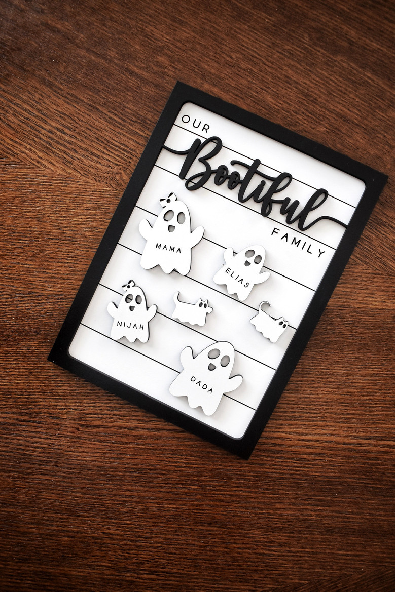 Custom Halloween Wood Sign For a Bootiful Family - Personalized Halloween Decor For Shelves