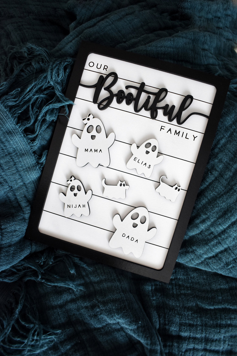 Custom Halloween Wood Sign For a Bootiful Family - Personalized Halloween Decor For Shelves