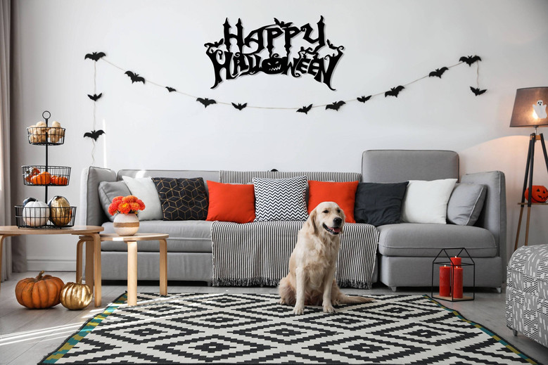 Halloween Metal Wall Sign For Outdoor Entrance - Scary Bats Design For a Spooky Halloween Atmosphere
