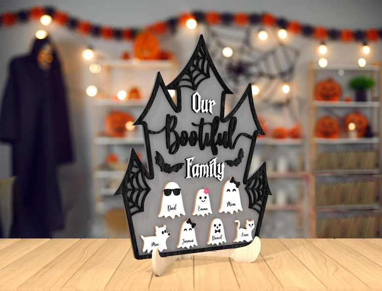 Personalized Bootiful Family Wood Sign - Charming Halloween Decor For Families