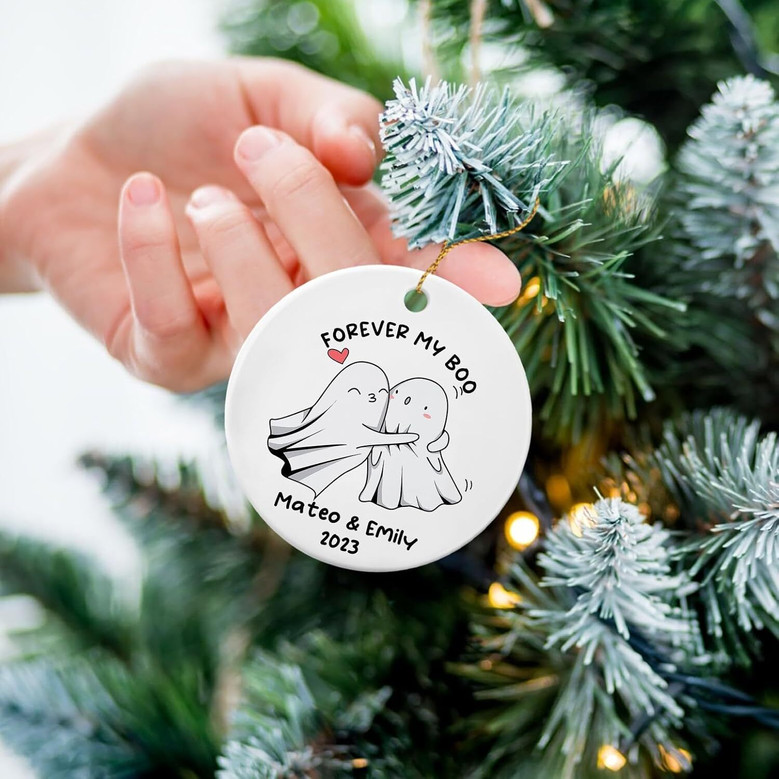 Personalized Forever My Boo Ceramic Ornament Christmas 2025 Cute Couple Boo Ornament Gift For Boyfriend Girlfriend