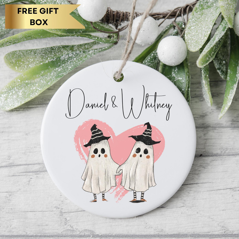 Personalized Forever My Boo Ghost Ornament - Anniversary Keepsake For Couples With Custom Names - Cute Halloween Gift