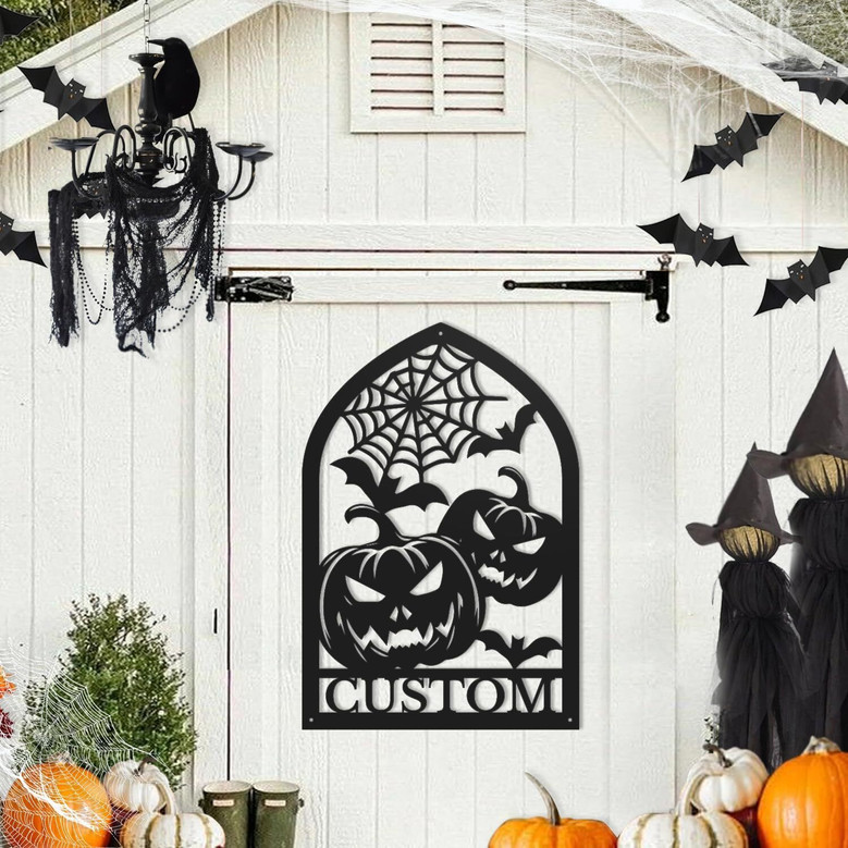 Customized Halloween Pumpkin Metal Wall Sign For Outdoor DéCor