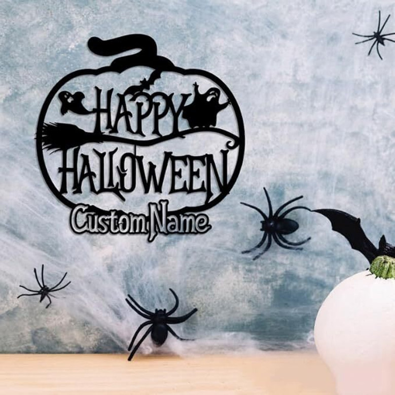 Custom Metal Sign With Halloween Pumpkin Theme For Home Decor