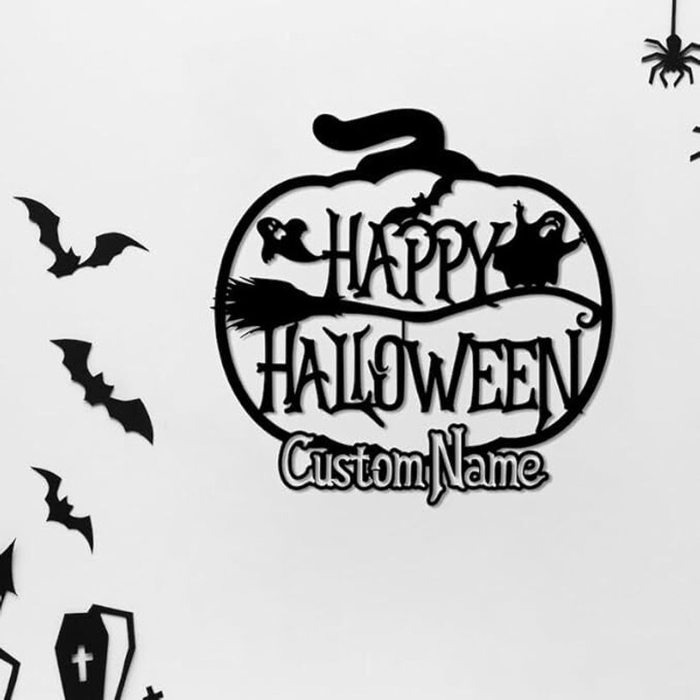Custom Metal Sign With Halloween Pumpkin Theme For Home Decor