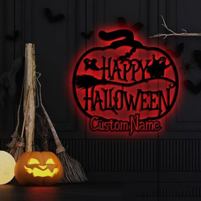 Custom Metal Sign With Halloween Pumpkin Theme For Home Decor