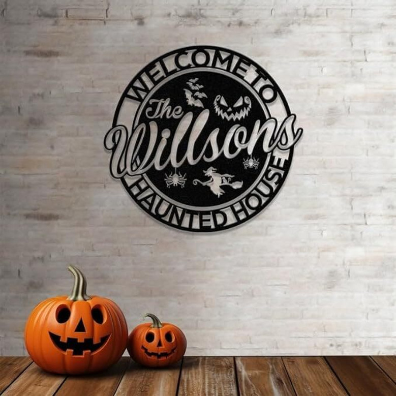 Custom Spooky Haunted House Sign For Family - Halloween Decor For Home & Kitchen
