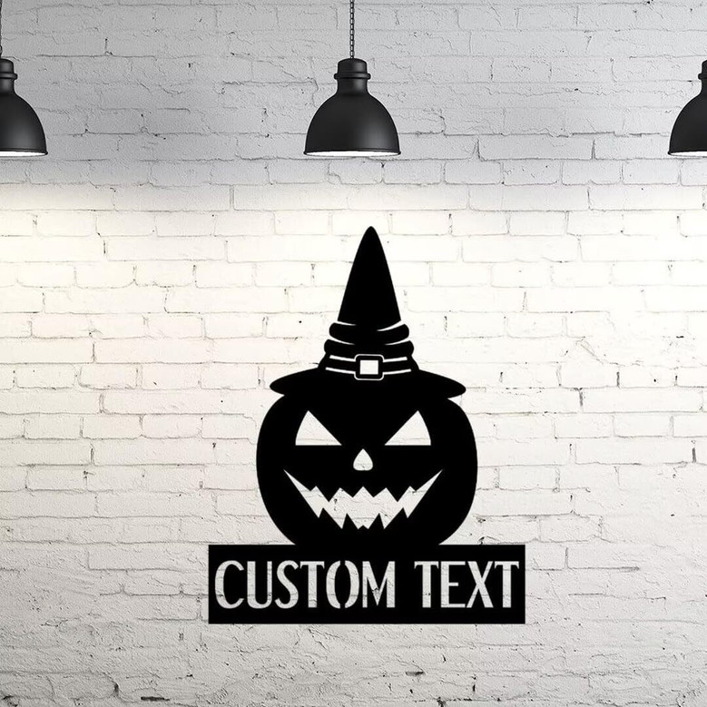 Custom Halloween Metal Name Sign For Outdoor Decor - Personalized Pumpkin Monogram For Spooky Season