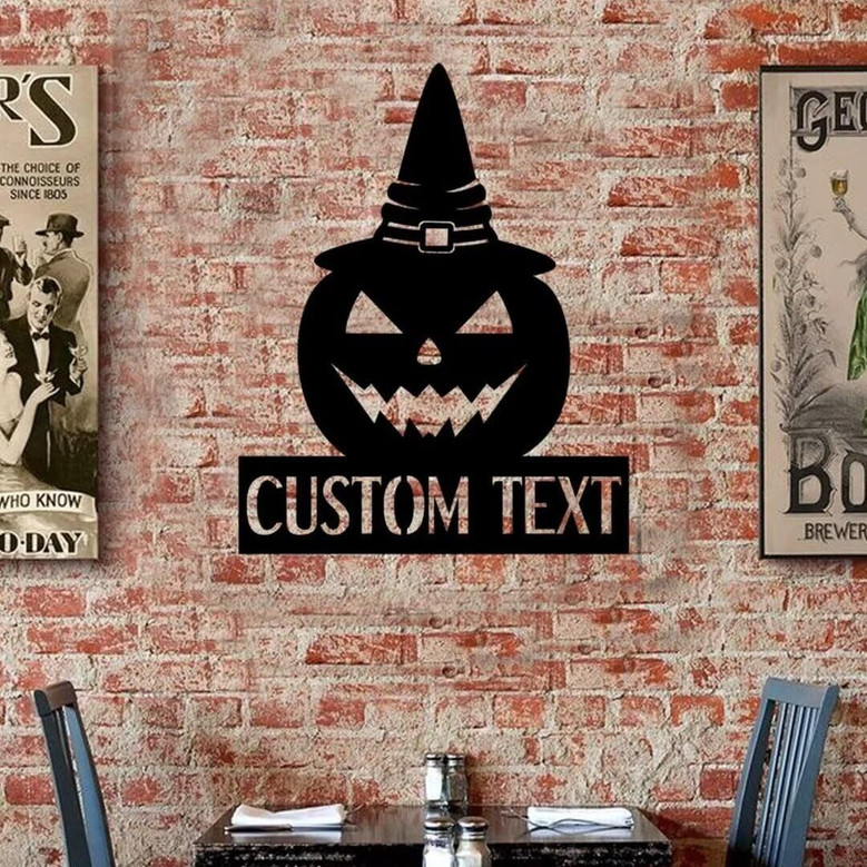 Custom Halloween Metal Name Sign For Outdoor Decor - Personalized Pumpkin Monogram For Spooky Season