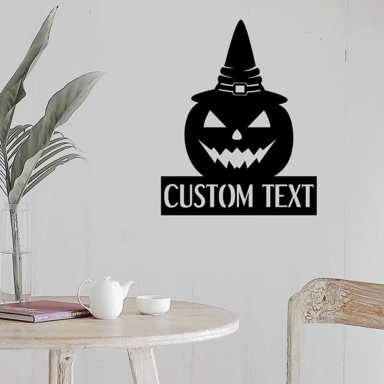 Custom Halloween Metal Name Sign For Outdoor Decor - Personalized Pumpkin Monogram For Spooky Season