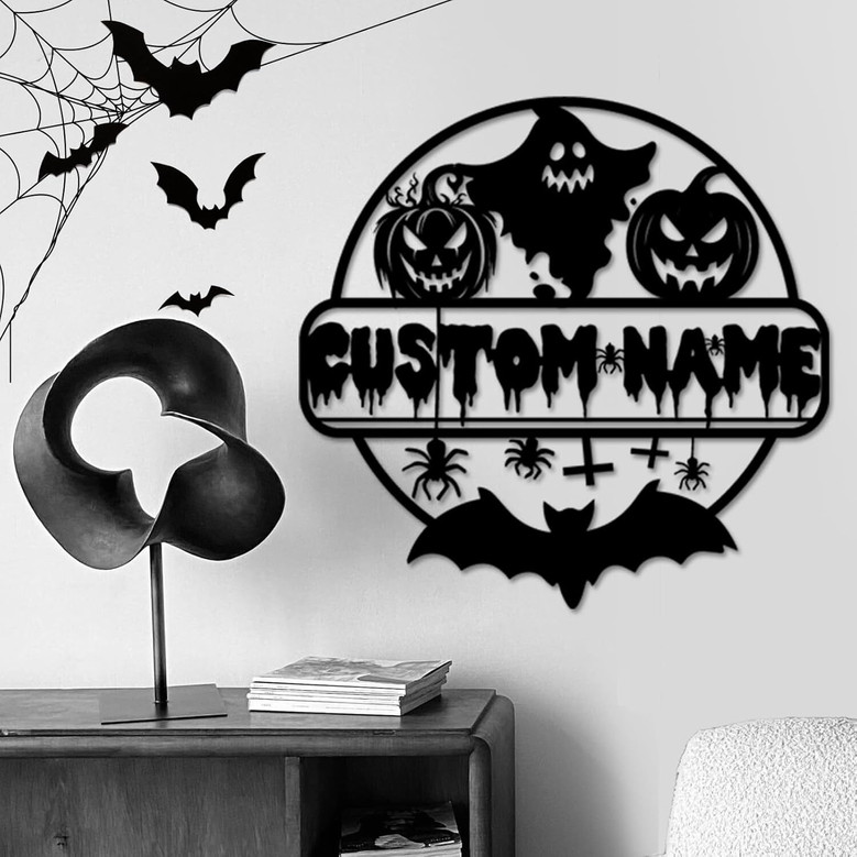 Custom Pumpkin Metal Sign For Outdoor Halloween Decor - Haunted House And Ghost Themes For Patio And Garden