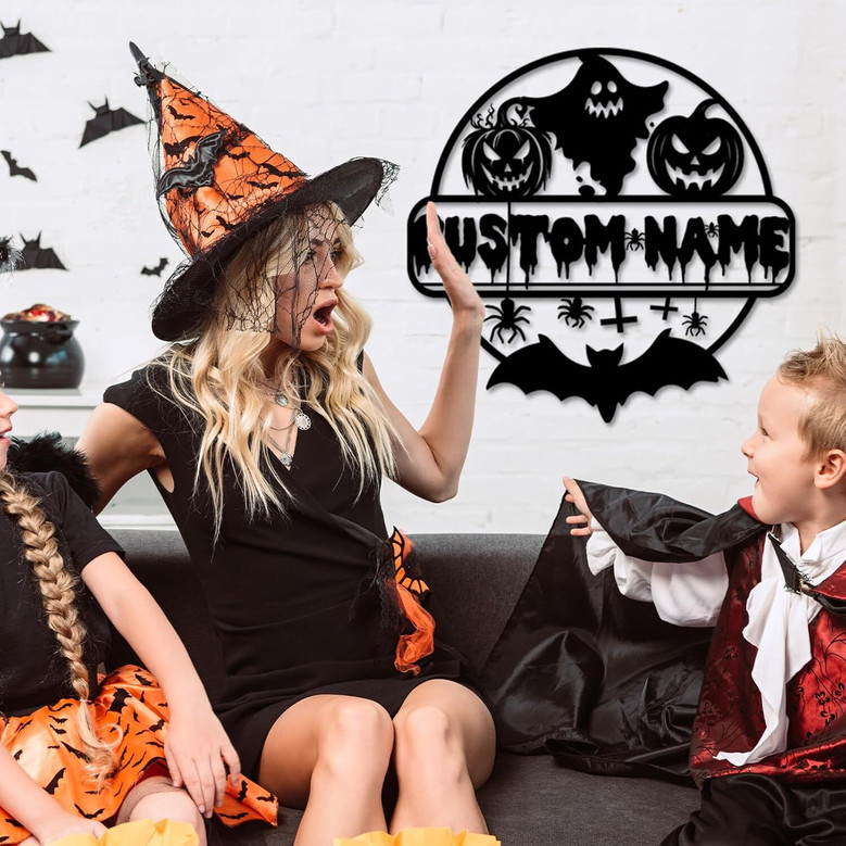 Custom Pumpkin Metal Sign For Outdoor Halloween Decor - Haunted House And Ghost Themes For Patio And Garden