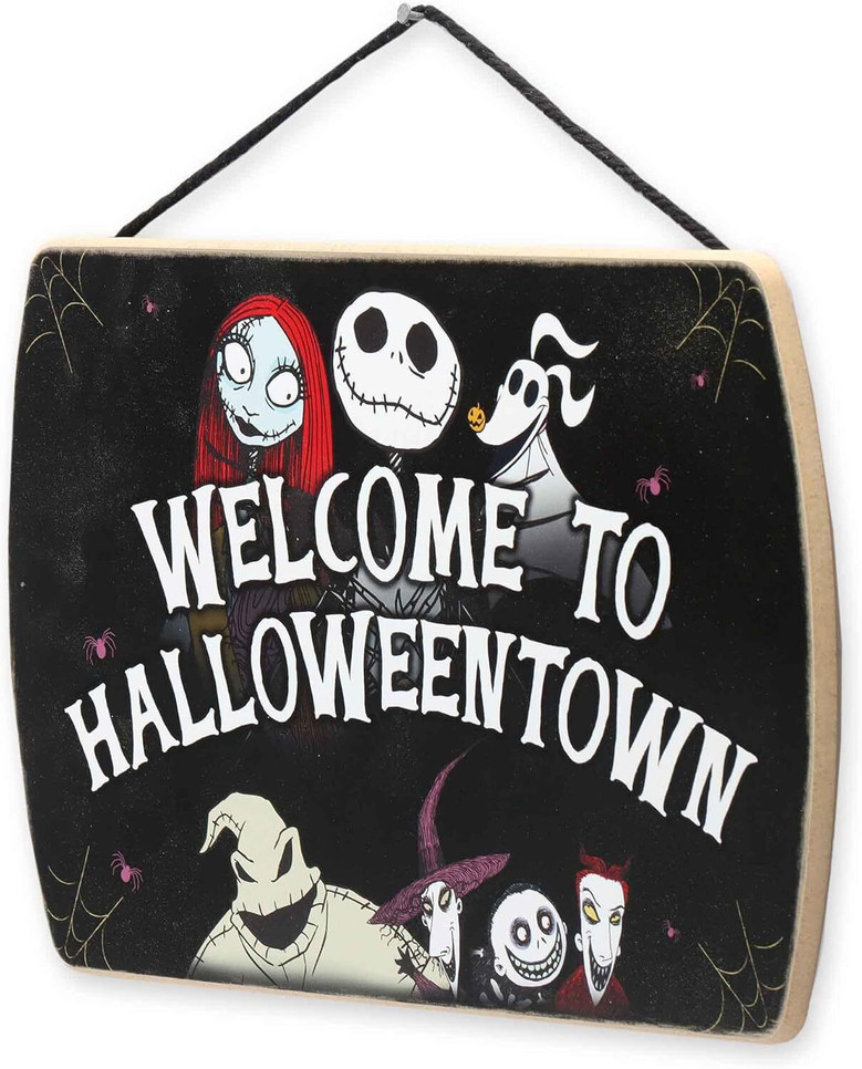 Fun Skeleton-Themed Halloween Town Wood Sign For Home Decor