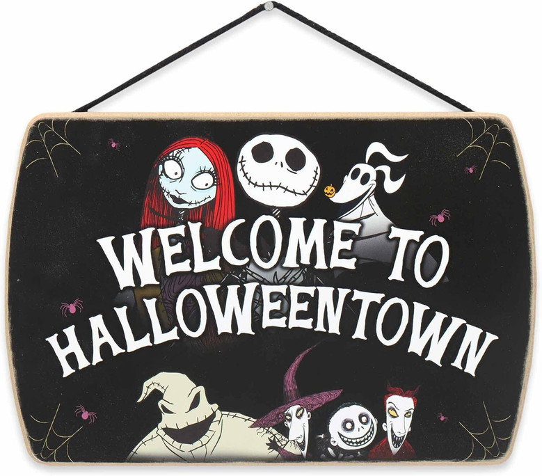 Fun Skeleton-Themed Halloween Town Wood Sign For Home Decor