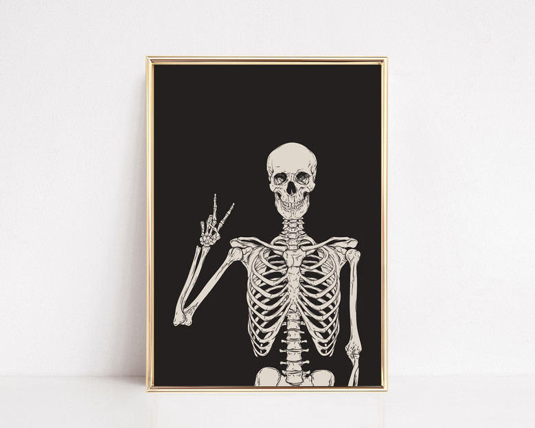 Skeleton Wall Art Canvas For Halloween Decor