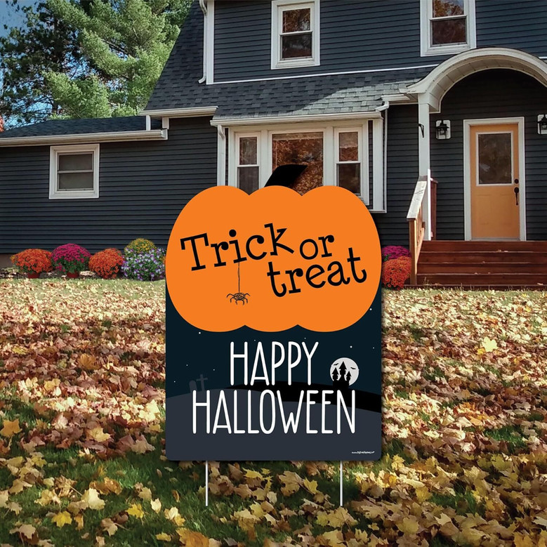 Personalized Trick Or Treat Metal Sign For Halloween Yard Decor - Welcome Outdoor Decoration