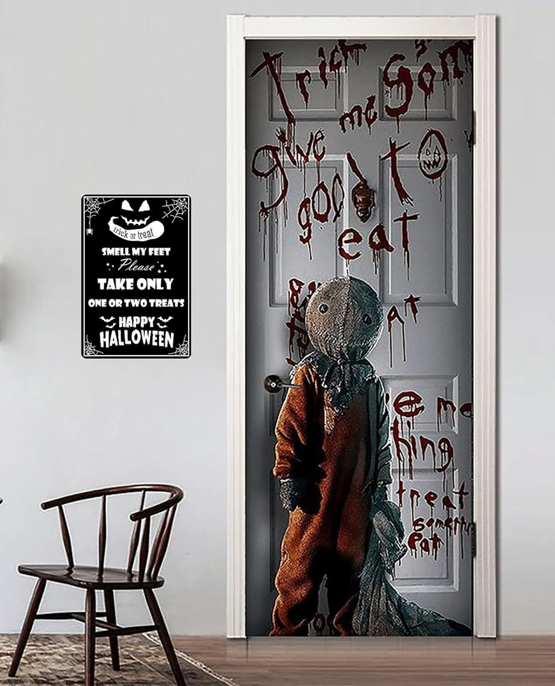 Gothic Trick Or Treat Metal Sign - Indoor Outdoor Halloween Decoration For Garage, Bar, Patio, Kitchen