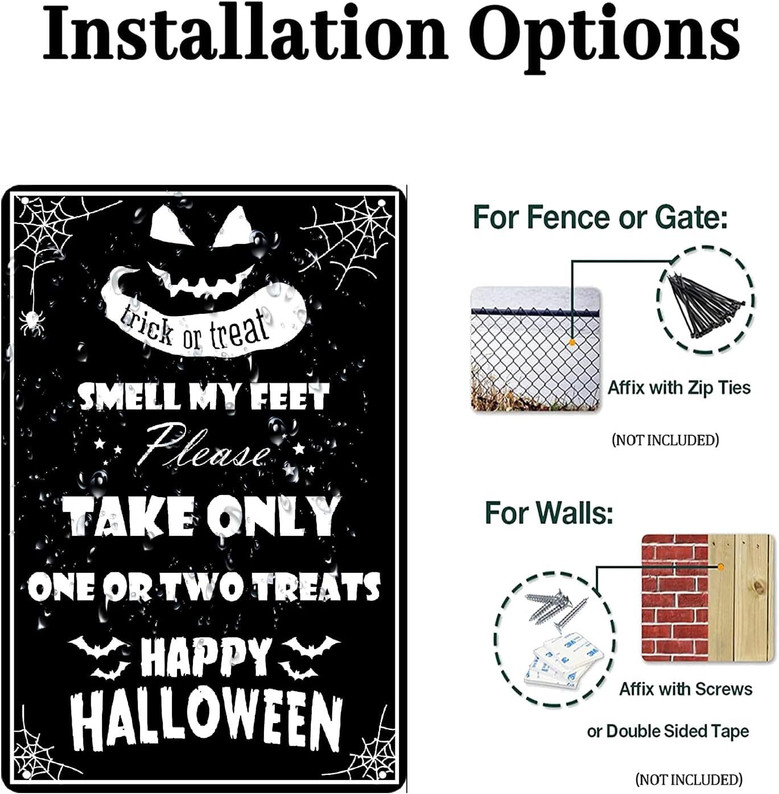 Gothic Trick Or Treat Metal Sign - Indoor Outdoor Halloween Decoration For Garage, Bar, Patio, Kitchen