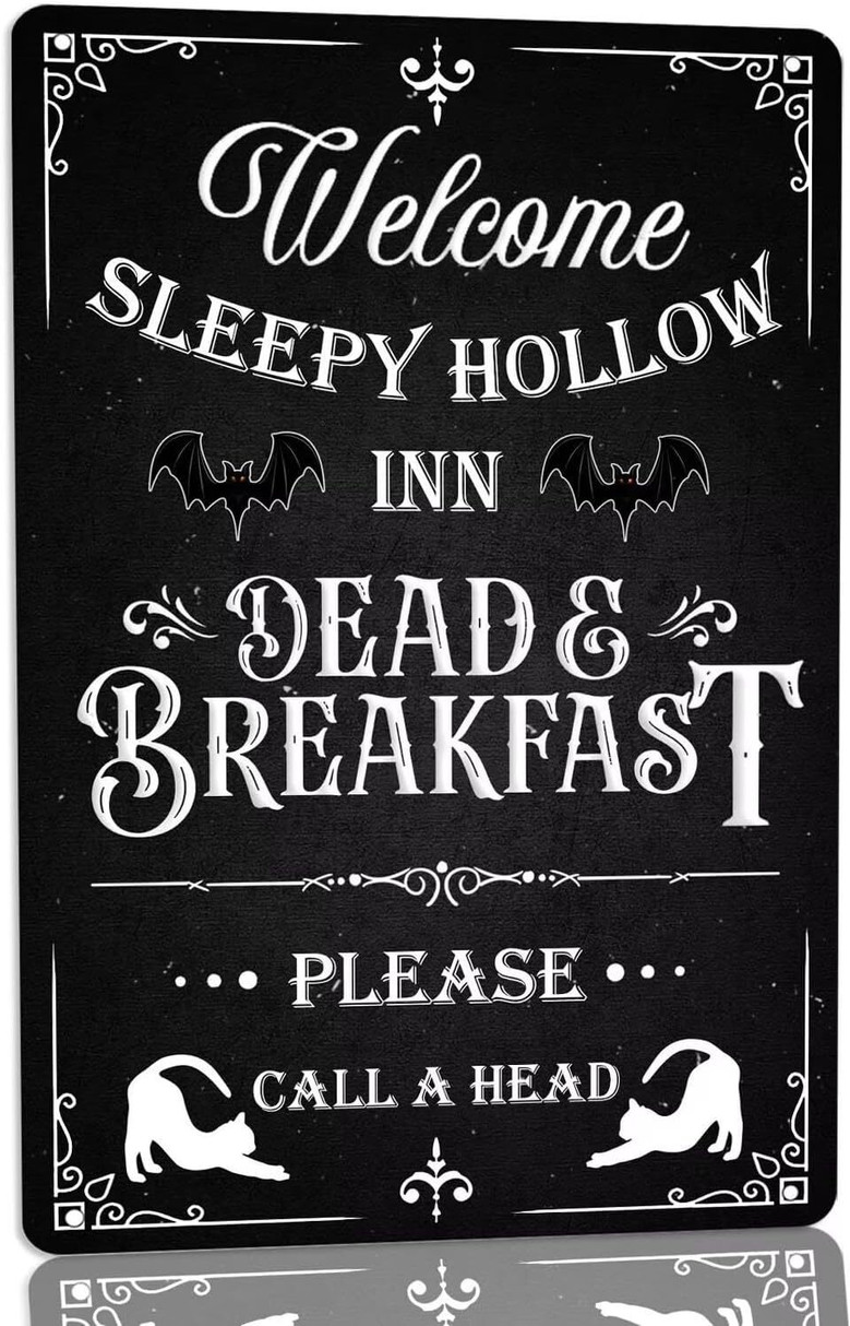 Spooky Welcome To Sleepy Hollow Inn Metal Sign For Halloween Decor In Kitchen Or Home Bar - Vintage Style