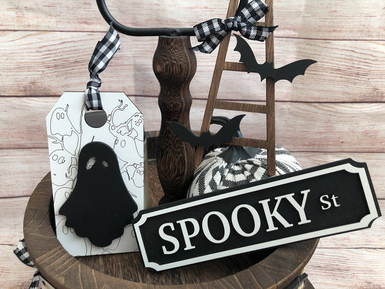 Spooky Black Cat Boo Mini Wood Sign For Halloween Decor