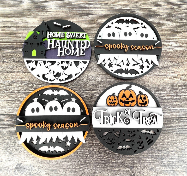 Spooky Halloween Ghost Pumpkin Wood Sign For Haunted House DéCor