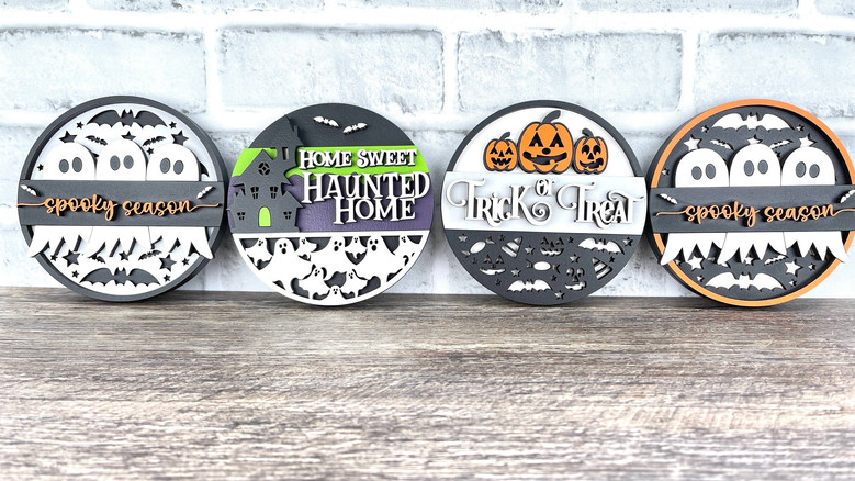 Spooky Halloween Ghost Pumpkin Wood Sign For Haunted House DéCor