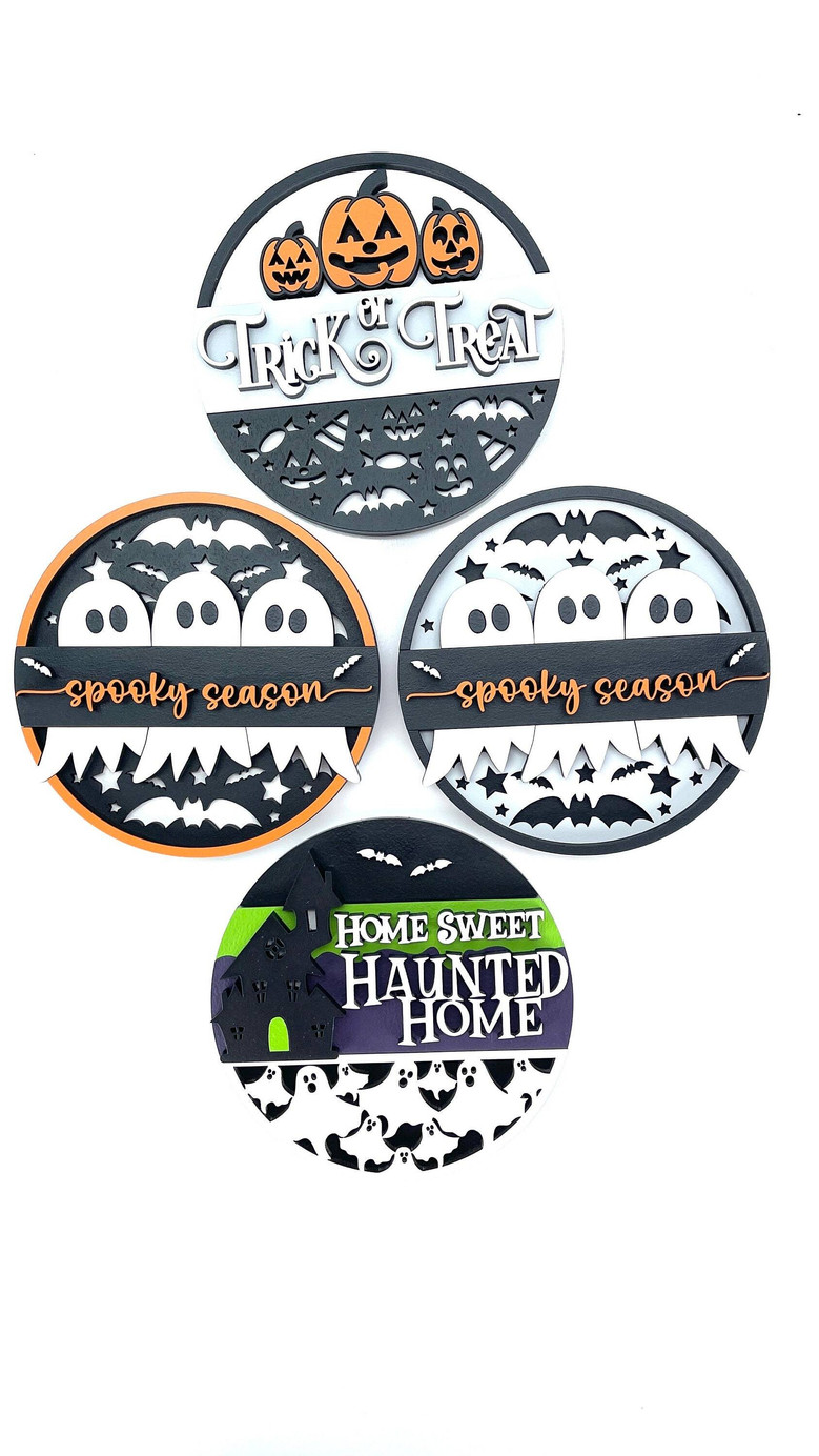 Spooky Halloween Ghost Pumpkin Wood Sign For Haunted House DéCor
