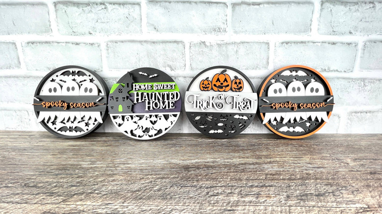 Spooky Halloween Ghost Pumpkin Wood Sign For Haunted House DéCor