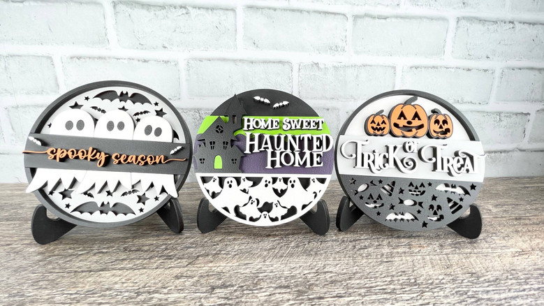 Spooky Halloween Ghost Pumpkin Wood Sign For Haunted House DéCor