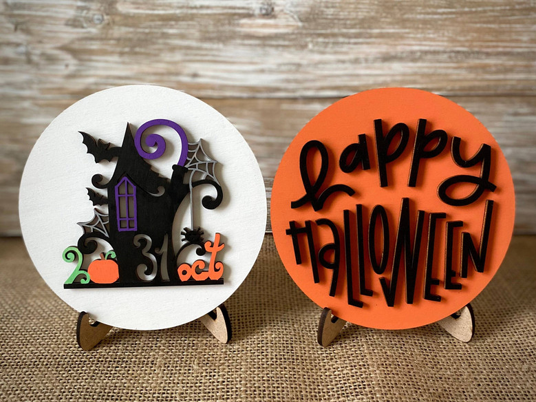 Charming Halloween Gnome Sign - October 31 Haunted House Decor For Tiered Tray